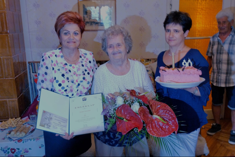 A kilencven éves Német Istvánné köszöntése